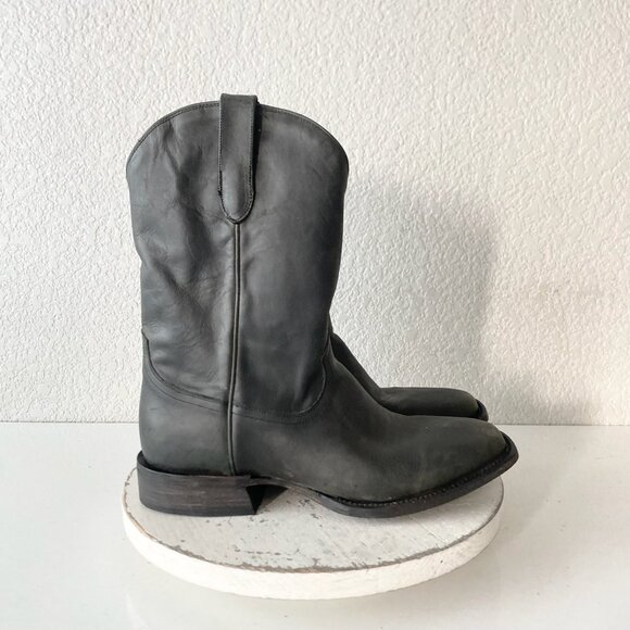 Lane Mens Black Cowboy Boots 9 D Genuine Leather Western Casual Square Toe - Picture 2 of 11